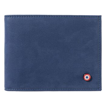 Portefeuille Italien Arthur cuir Nubuck Mer indigo 1