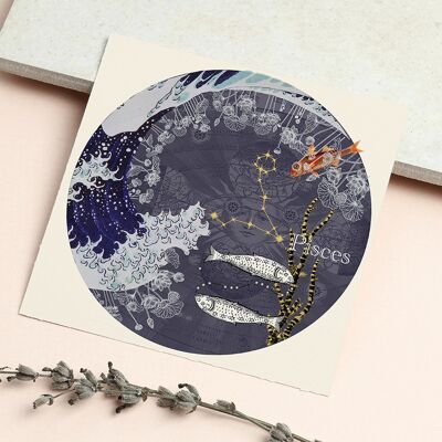 Pisces Zodiac Sign Card