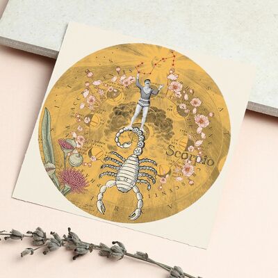 Scorpio zodiac sign card.