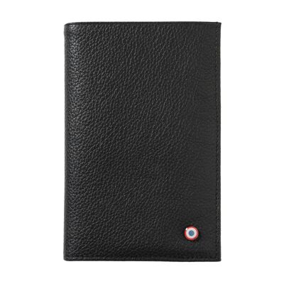 GUSTAVE Grained leather 2 flaps Black is black
