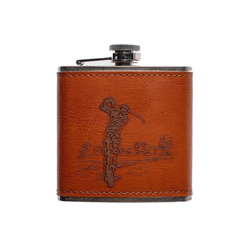 Leather Hip Flask - Golf