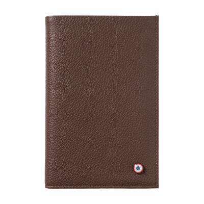 GUSTAVE Grained leather 2 flaps Terre Brunie