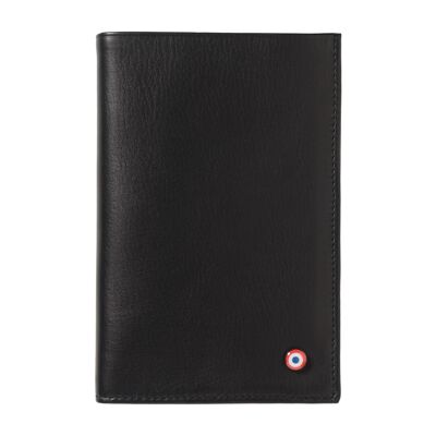 GUSTAVE Smooth leather 2 flaps Black is black