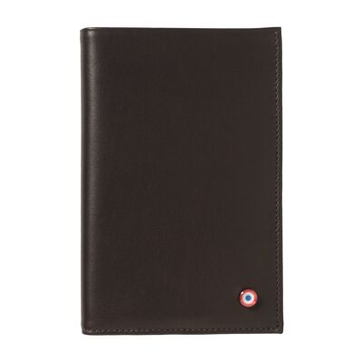 GUSTAVE Smooth leather 2 flaps Terre Brunie