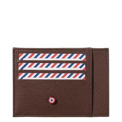 Paul card holder Grained leather Burnished earth