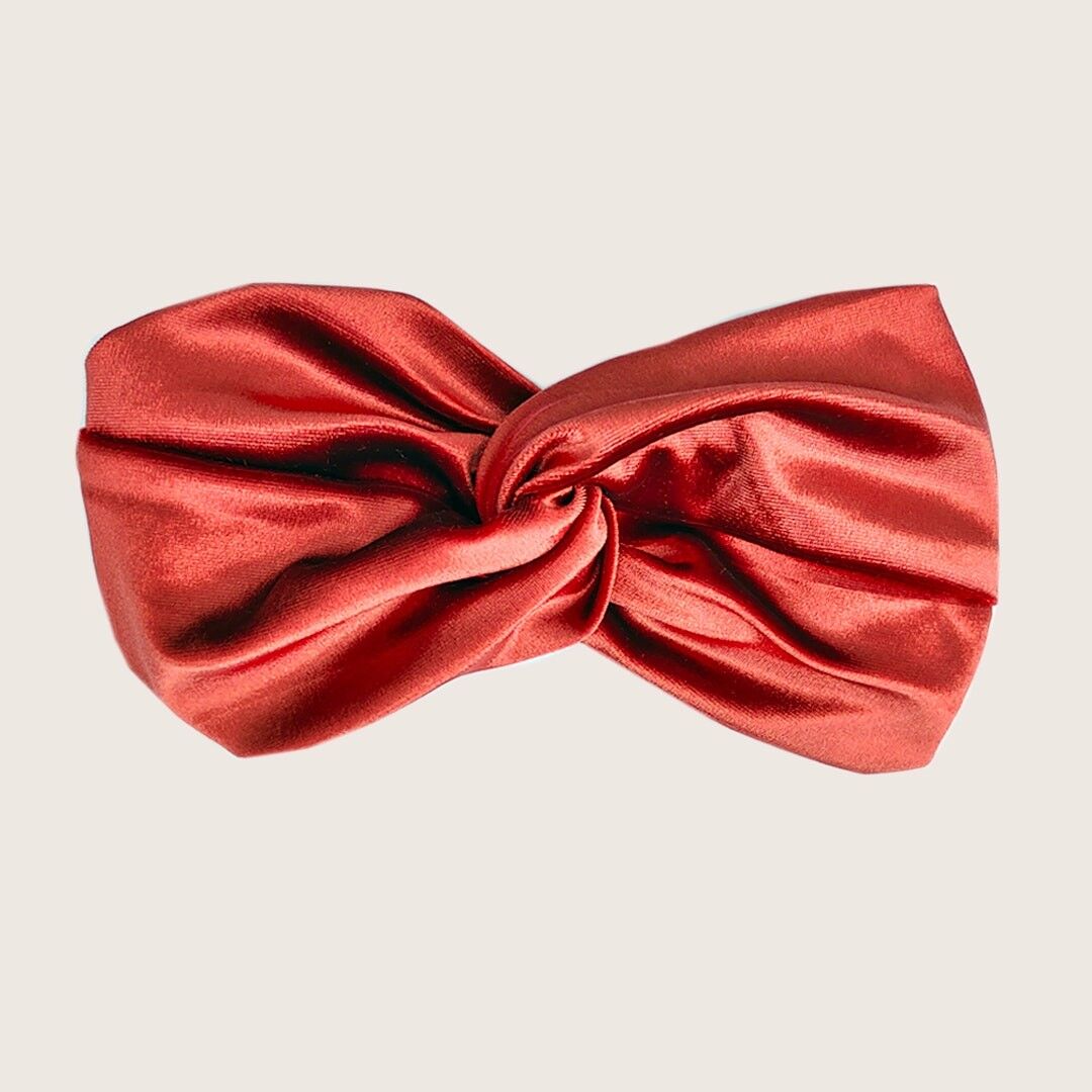 Headband velours JASPE / bandeau femme en polyester uni terracotta