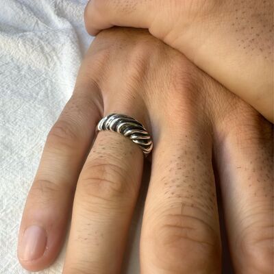 Mens Spinner Silver Ring, Sterling Silver Waved Ring, Gift for Men, Made from Sterling SIlver 925, Made in Greece