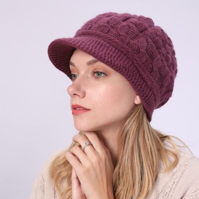 Solid Color Cable Knitted Cap