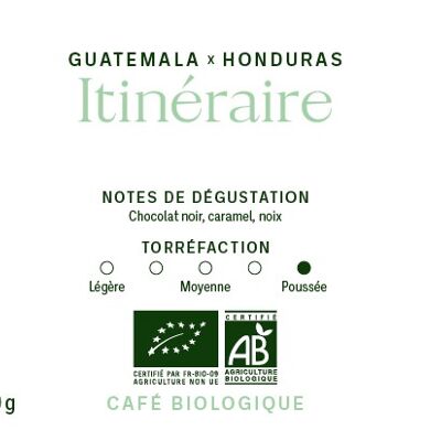 Assemblage de cafés du Honduras et du Guatemala – Grains 250g – Itinéraire