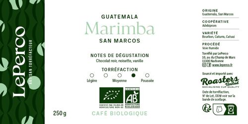 Café du Guatemala Bio – Grains 250g – Marimba