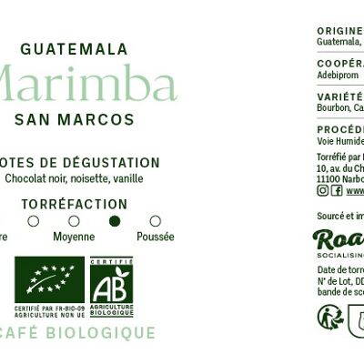 Café orgánico de Guatemala – Granos 250g – Marimba
