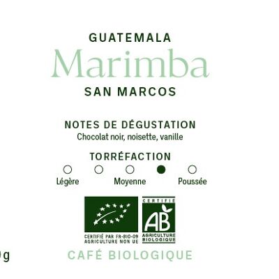 Café orgánico de Guatemala – Molido 250g – Marimba