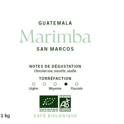 Café orgánico guatemalteco – Granos 1kg – Marimba
