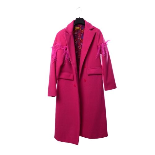 cappotto piume tinta unita fuxia-1