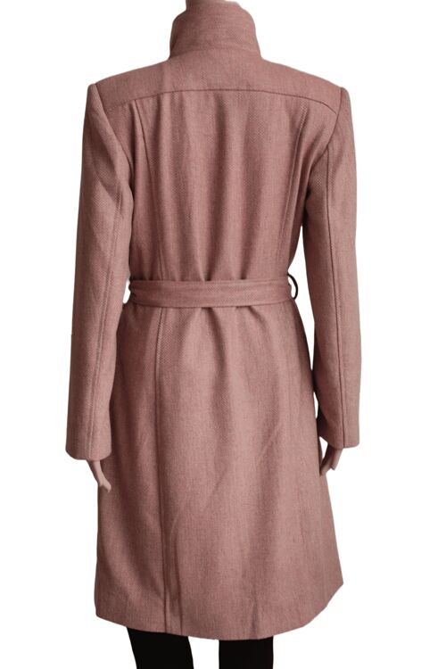 Mantel für Damen mit Herringbonenmuster-Pink