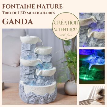 Cadeaux Fête des Mères - Fontaine d'Intérieur - Ganda - Cascade Effet Pierre Naturelle - Lumière Led Colorée - Déco Zen et Idée Cadeau 1