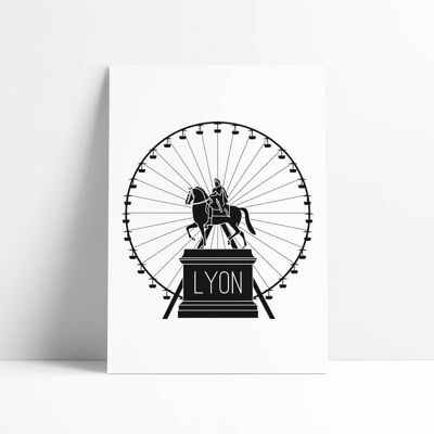 Affiche Noir et Blanc - Place Bellecour Lyon