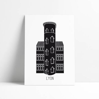 Póster en blanco y negro - Traboules de Lyon