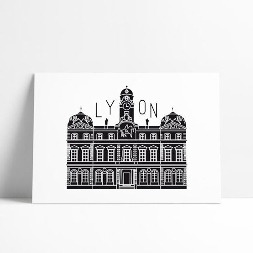 Affiche Noir et Blanc - Hotel de Ville de Lyon