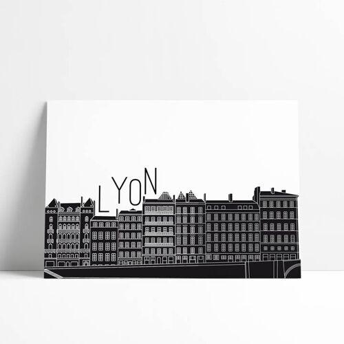 Affiche Noir et Blanc - Quais de Saône Lyon