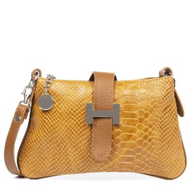 Allerona Women's Handbag. Genuine Leather Suede Engraving Snake - Leather
