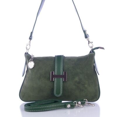 Allerona Women's Handbag. Genuine Leather Suede Dollaro - Army Green