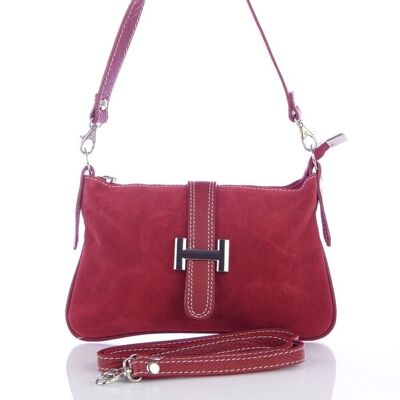 Allerona Women's Handbag. Genuine Leather Suede Dollaro - Garnet