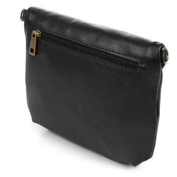 Sac à bandoulière Ancona pour femme en cuir sauvage véritable - Noir 3