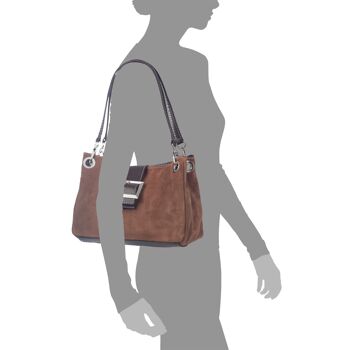 Sac à bandoulière Anzio pour femme en cuir suédé véritable - Terre 9