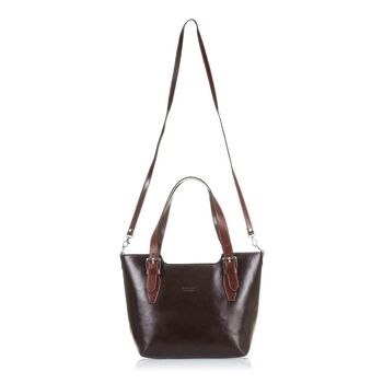 Sac fourre-tout Arezzo pour femmes en cuir véritable Tamponato - marron foncé; Marron 7