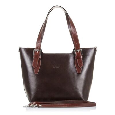 Arezzo Women's Tote Bag. Genuine Tamponato Leather - Dark Brown; Brown