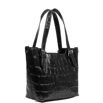 Arezzo Sac fourre-tout pour femme en cuir véritable suédé Crocodile Gravure Grand Camoscio - Noir 2