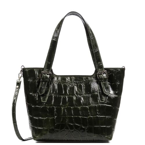 Arezzo Bolso tote Mujer.Piel auténtica Gamuza Grabado Cocodrilo Grande  Camoscio - Verde Oscuro