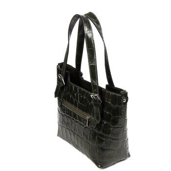 Arezzo Sac fourre-tout pour femme en cuir véritable suédé Crocodile Gravure Grand Camoscio - Vert foncé 3