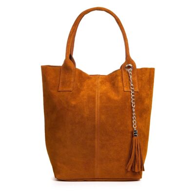 Sac Shopper Femme Chiusi en Cuir Véritable Daim - Cuir