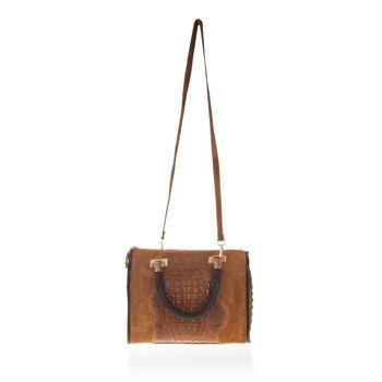 Anacapri Sac Fourre-tout pour Femme Gravure Crocodile en Cuir Véritable - Marron 2