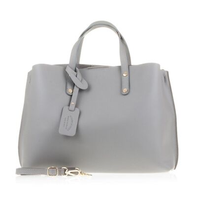 Campalto Women's tote bag. Tamponato genuine leather - Light Gray