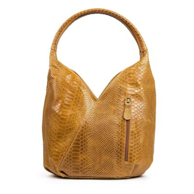 Ponteranica Women's Shoulder Bag. Genuine Leather Suede Engraving Snake - Leather