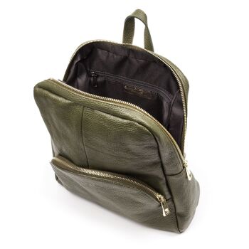 Monastier Sac à Dos pour Femme en Cuir Véritable Dollaro - Vert Foncé 10