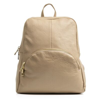 Monastier Women's backpack bag. Genuine leather Dollaro - Taupe