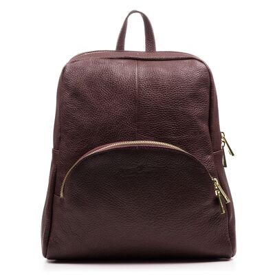 Monastier Women's Backpack Bag. Dollaro Genuine Leather - Dark Bordeaux