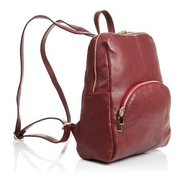 Monastier Sac à dos pour femme en cuir véritable Dollaro - Grenat 7