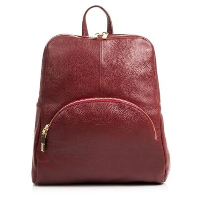 Monastier Women's backpack bag. Genuine leather Dollaro - Garnet