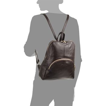 Sac à dos Monastier pour femmes en cuir véritable Dollaro - brun chocolat 9