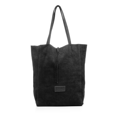 Sefora Borsa Shopper Donna in Vera Pelle Scamosciata - Nera