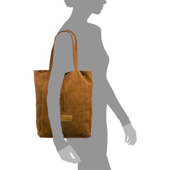 Sefora Sac Shopper Femme en Cuir Véritable Daim - Cuir 9