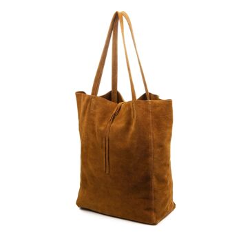 Sefora Sac Shopper Femme en Cuir Véritable Daim - Cuir 3