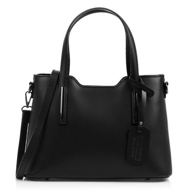 Cannobio Women's Tote Bag. Ruga Genuine Leather - Black