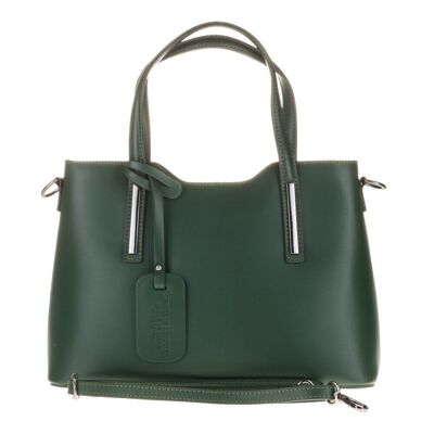 Cannobio Women's Tote Bag. Ruga Genuine Leather - Dark Green