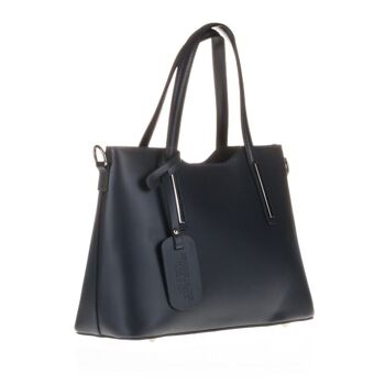 Cannobio Sac fourre-tout pour femme Ruga en cuir véritable - Bleu marine 8